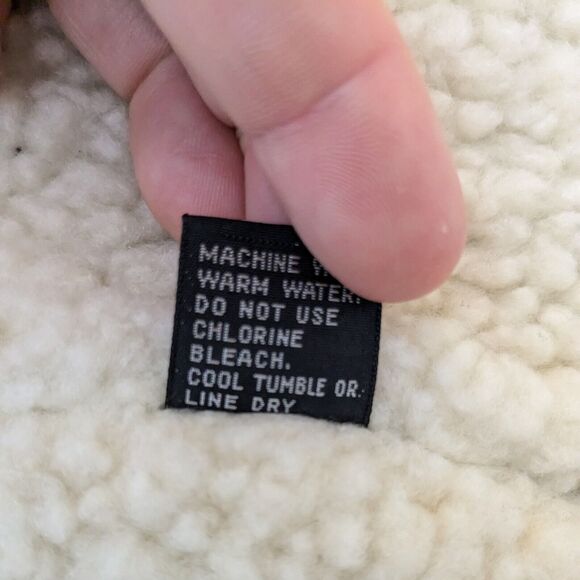 Vintage Corduroy Vest Sherpa Shearling Snap Western Boho 70s 80s Blue Cream L - Picture 12 of 13